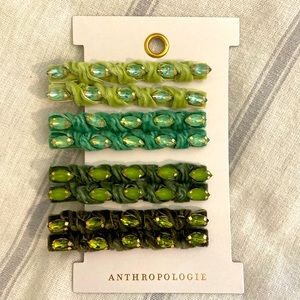 Violet & Brooks set of 8 crystal and velvet hair clips, GREEN